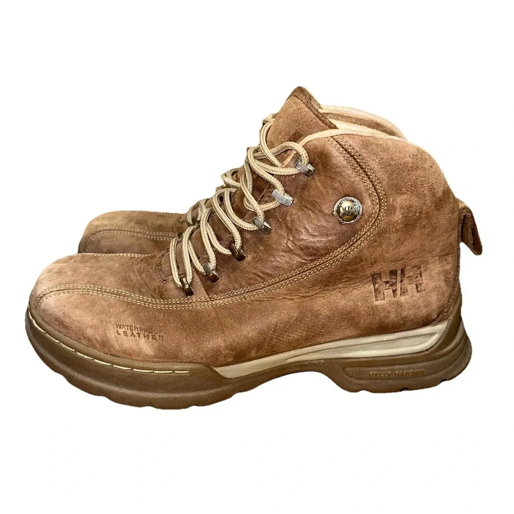 Helly Hansen Berthed Waterproof Brown Leather Hiking Boots Lace Up Mens 6.5 $140